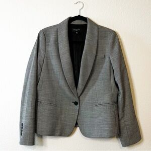 Talbots Gray Wool Blend One Button Closure Blazer Jacket Business Casual Career